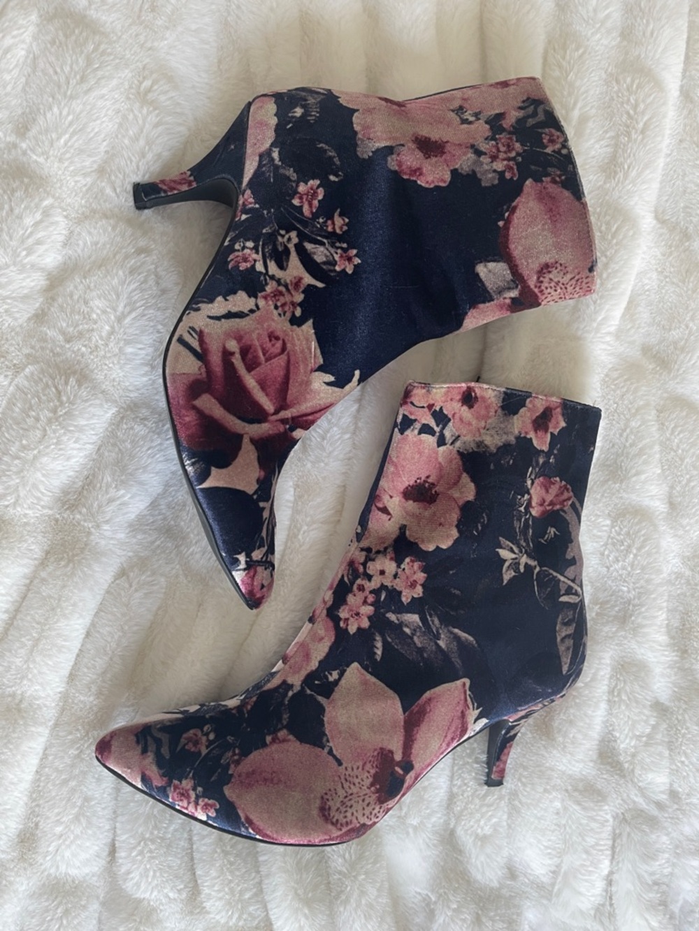 Farylrobin Floral Ankle Boots Pointed Toe Stiletto Heel Statement Booties 8M